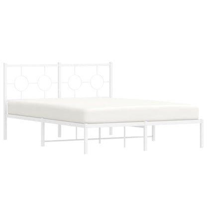Bedframe met hoofdbord metaal wit 140x200 cm