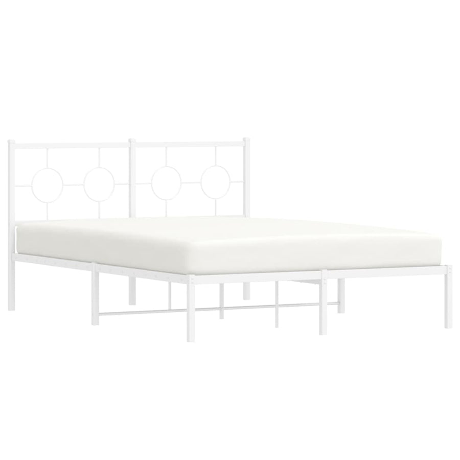 Bedframe met hoofdbord metaal wit 140x200 cm