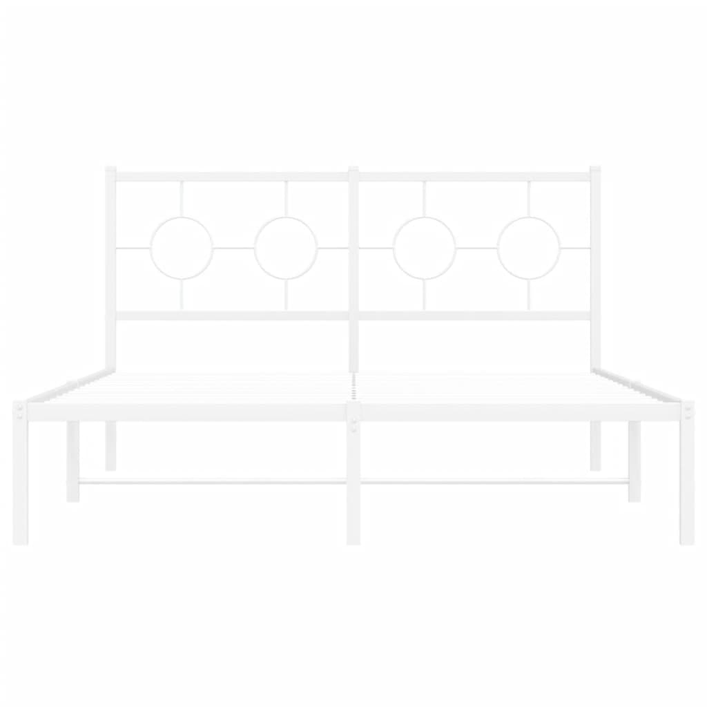 Bedframe met hoofdbord metaal wit 140x200 cm