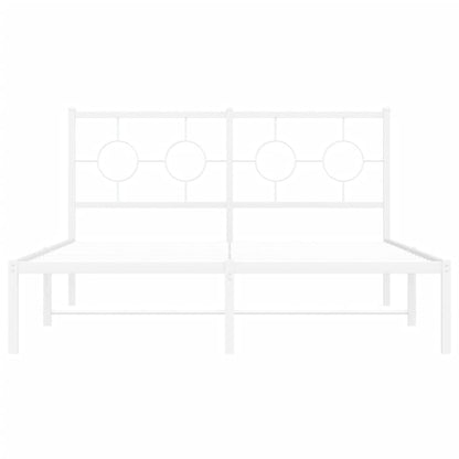 Bedframe met hoofdbord metaal wit 140x200 cm