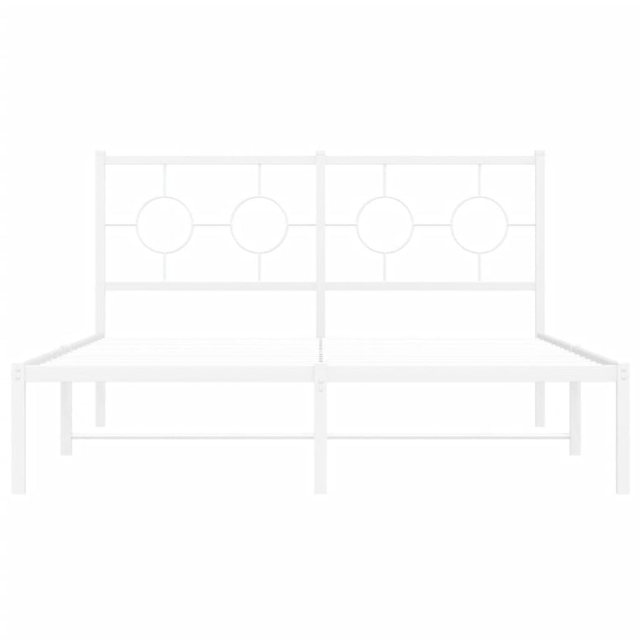Bedframe met hoofdbord metaal wit 140x200 cm