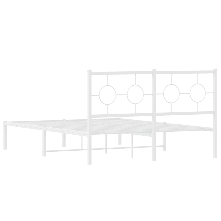 Bedframe met hoofdbord metaal wit 140x200 cm