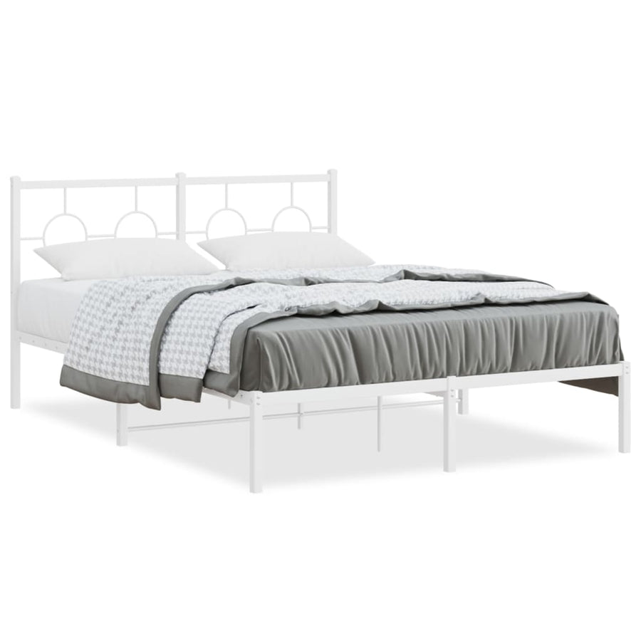 Bedframe met hoofdbord metaal wit 140x200 cm