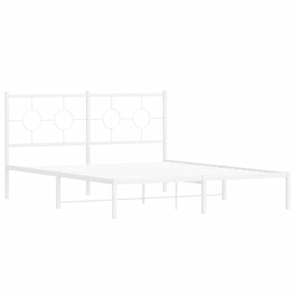 Bedframe met hoofdbord metaal wit 150x200 cm