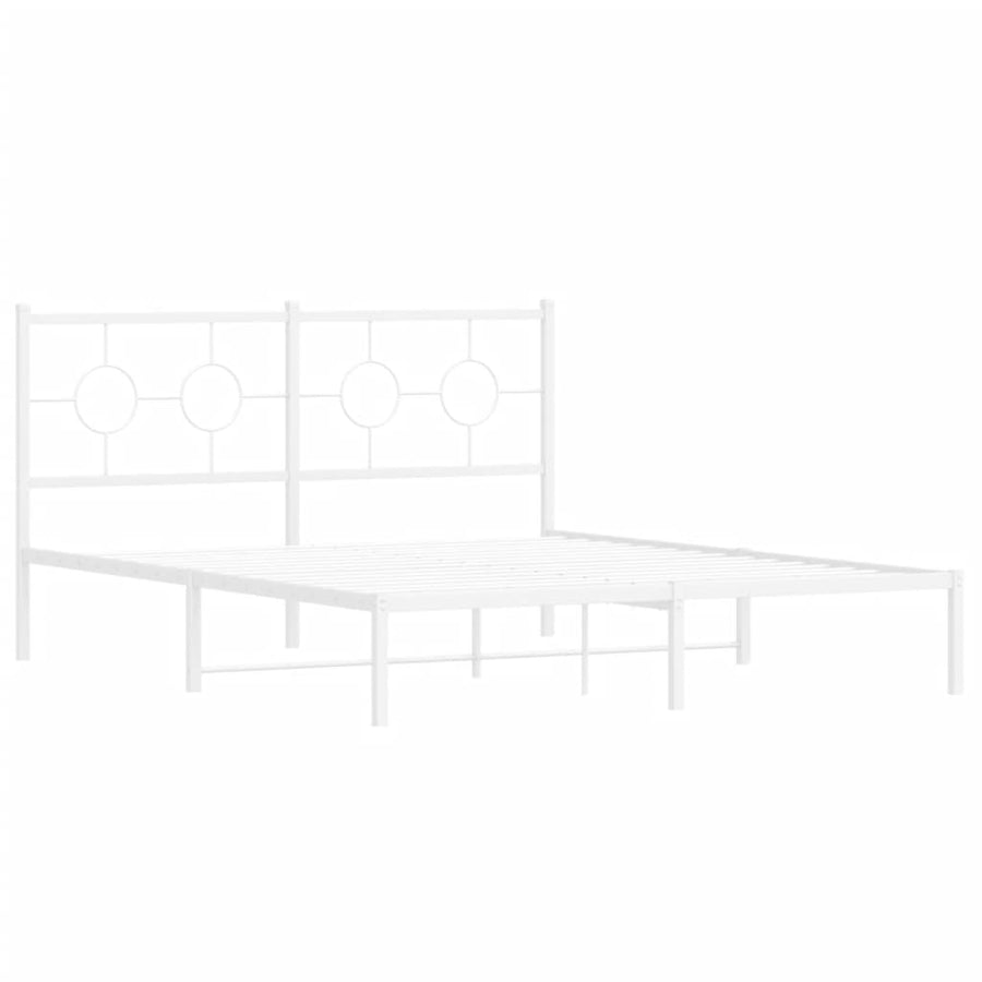 Bedframe met hoofdbord metaal wit 150x200 cm