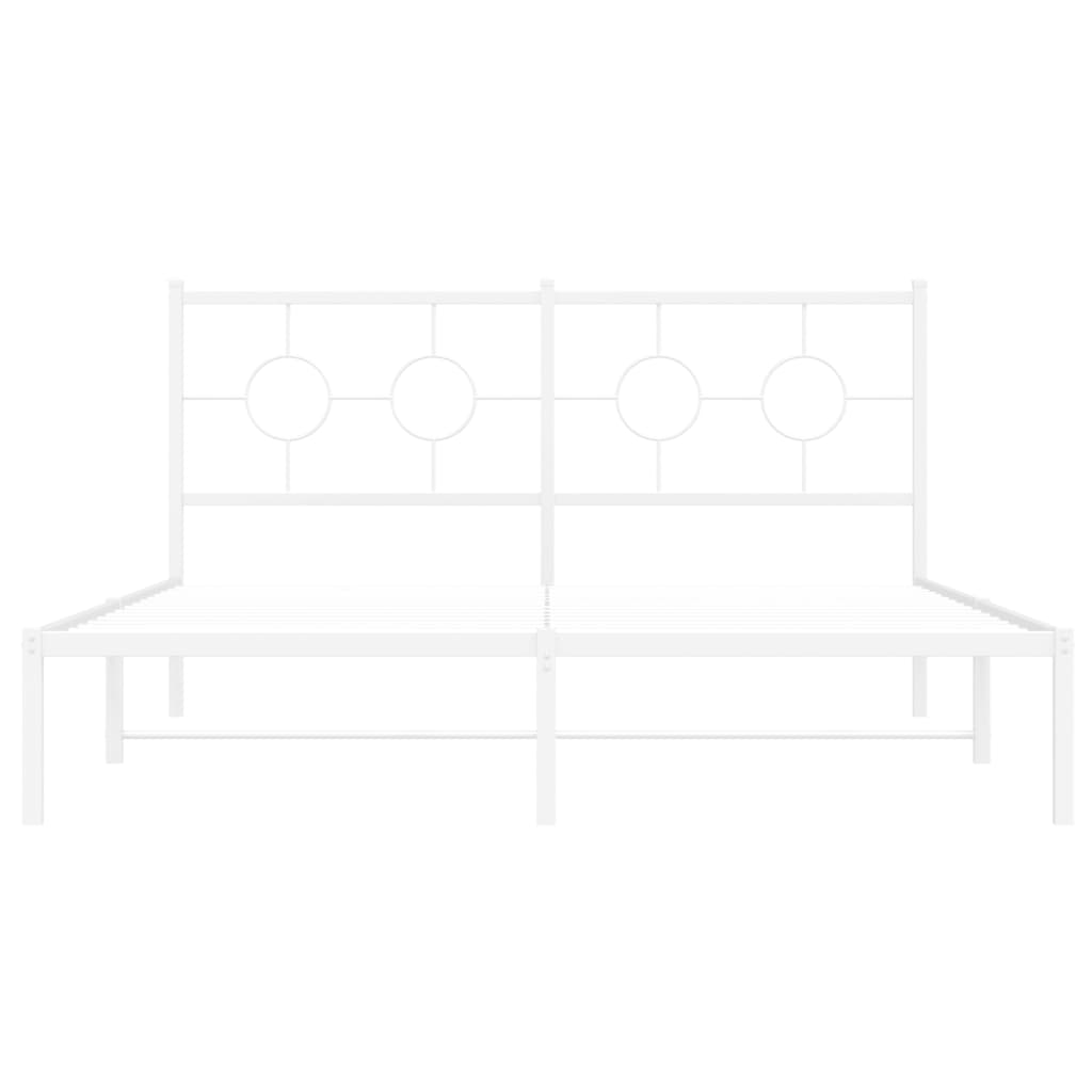 Bedframe met hoofdbord metaal wit 150x200 cm