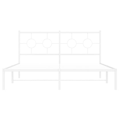 Bedframe met hoofdbord metaal wit 150x200 cm