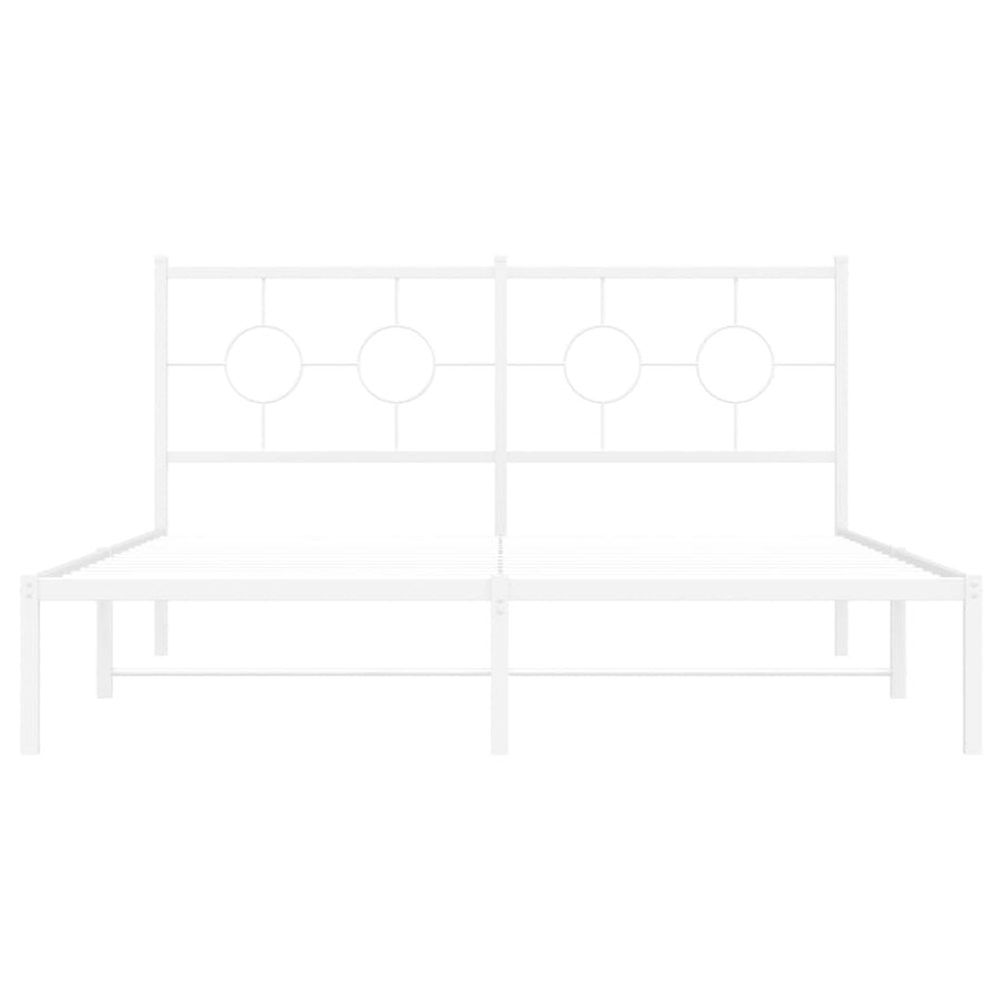 Bedframe met hoofdbord metaal wit 150x200 cm
