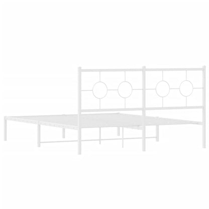 Bedframe met hoofdbord metaal wit 150x200 cm
