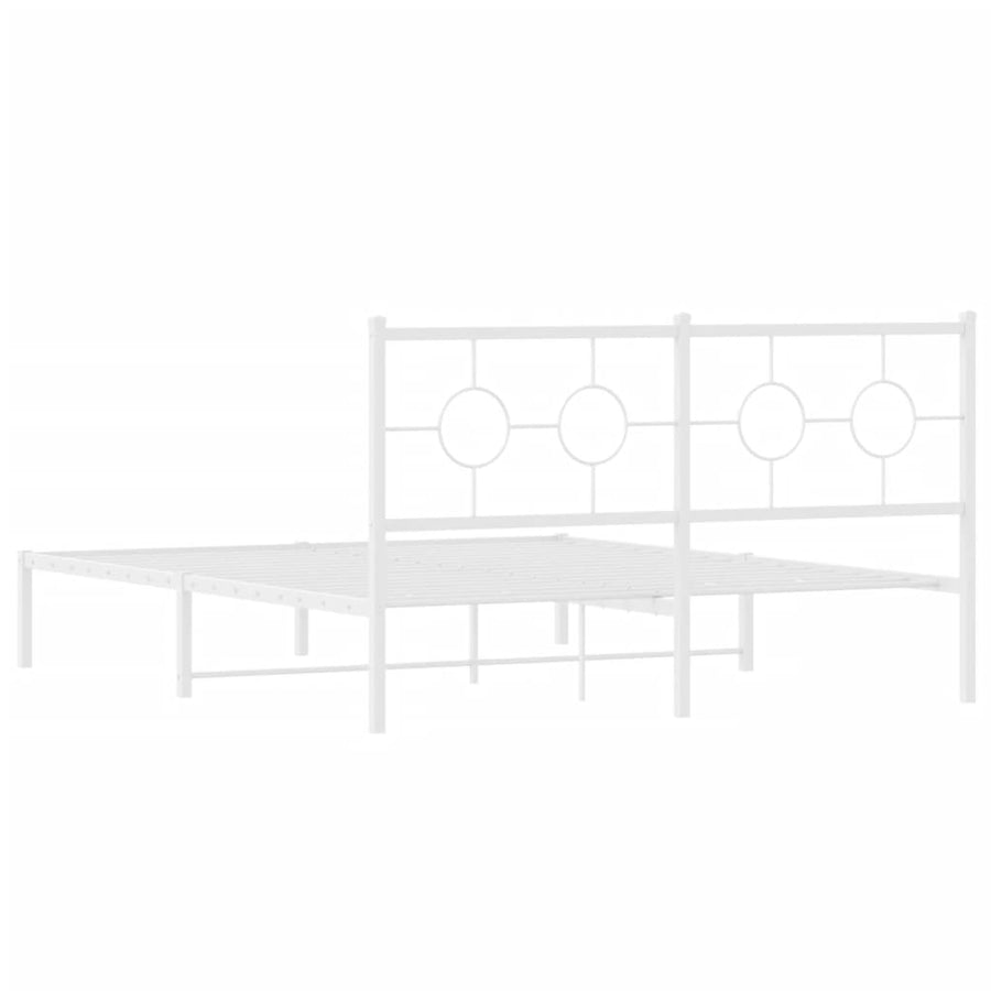 Bedframe met hoofdbord metaal wit 150x200 cm