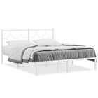 White metal bed frame with headboard 150x200 cm