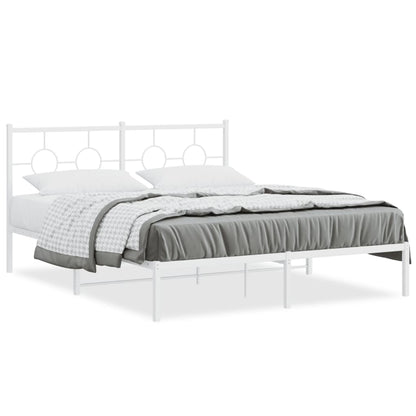 Bedframe Metaal 160 x 200 cm Wit met hoofdbord