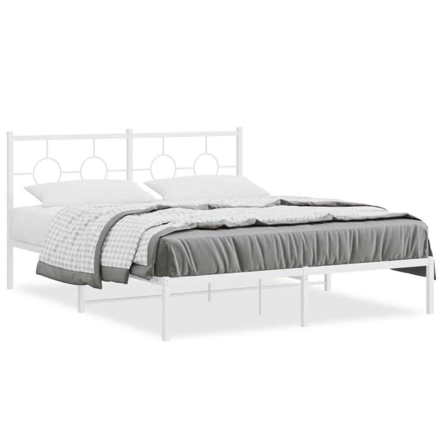 Bedframe Metaal 160 x 200 cm Wit met hoofdbord