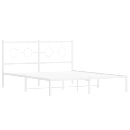 Bedframe Metaal 160 x 200 cm Wit met hoofdbord