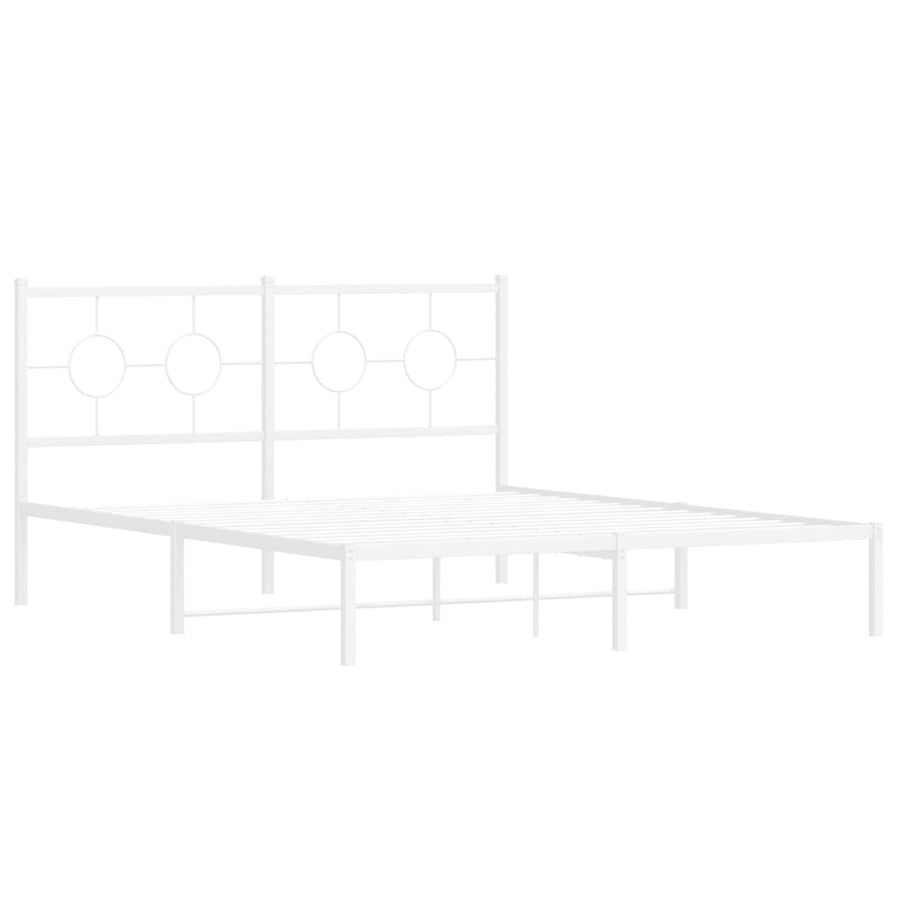 Bedframe Metaal 160 x 200 cm Wit met hoofdbord