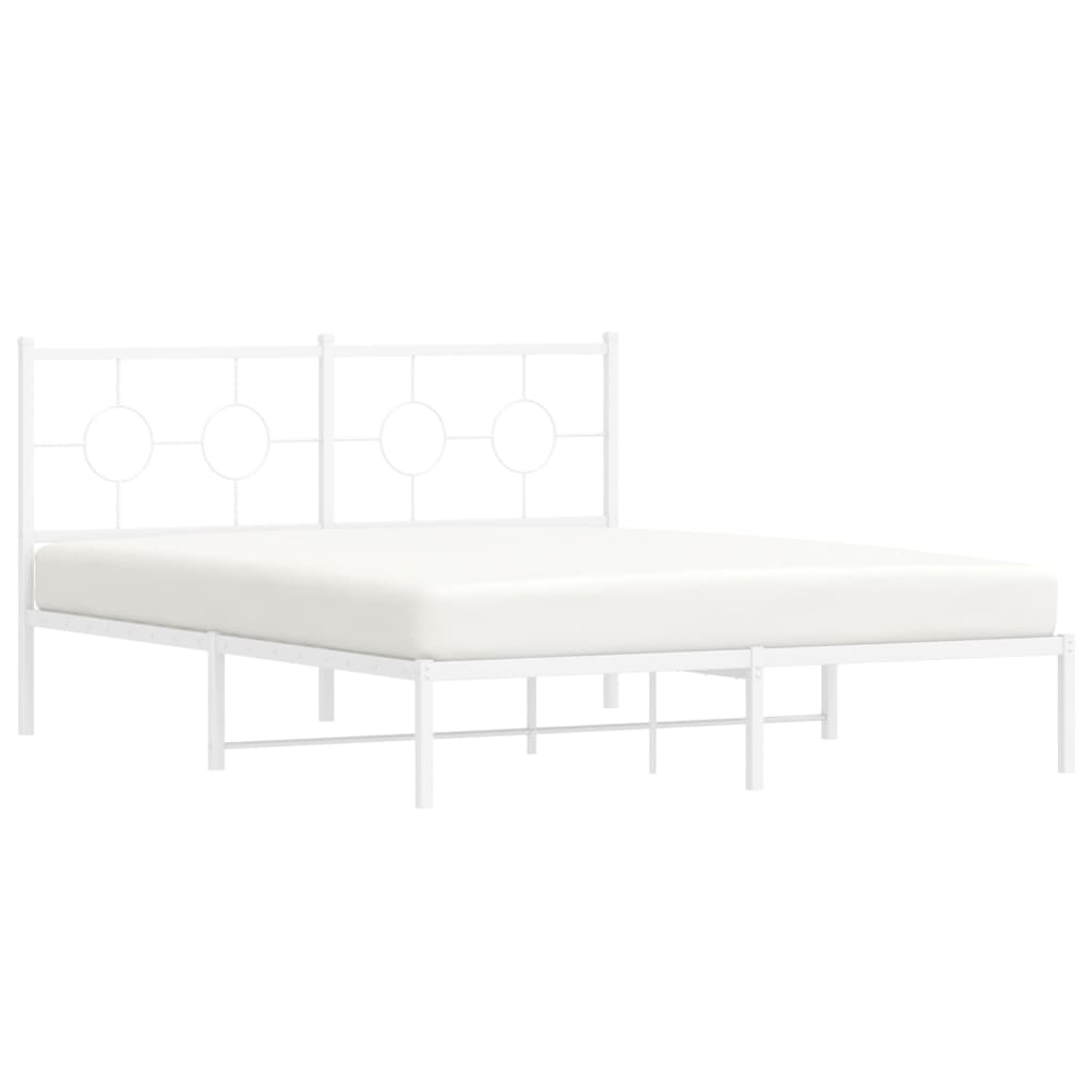 Bedframe Metaal 160 x 200 cm Wit met hoofdbord