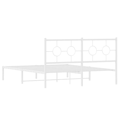 Bedframe Metaal 160 x 200 cm Wit met hoofdbord