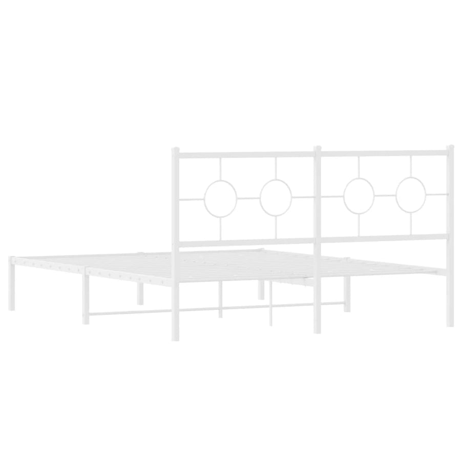 Bedframe Metaal 160 x 200 cm Wit met hoofdbord