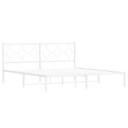 Bedframe met hoofdbord metaal wit 183x213 cm