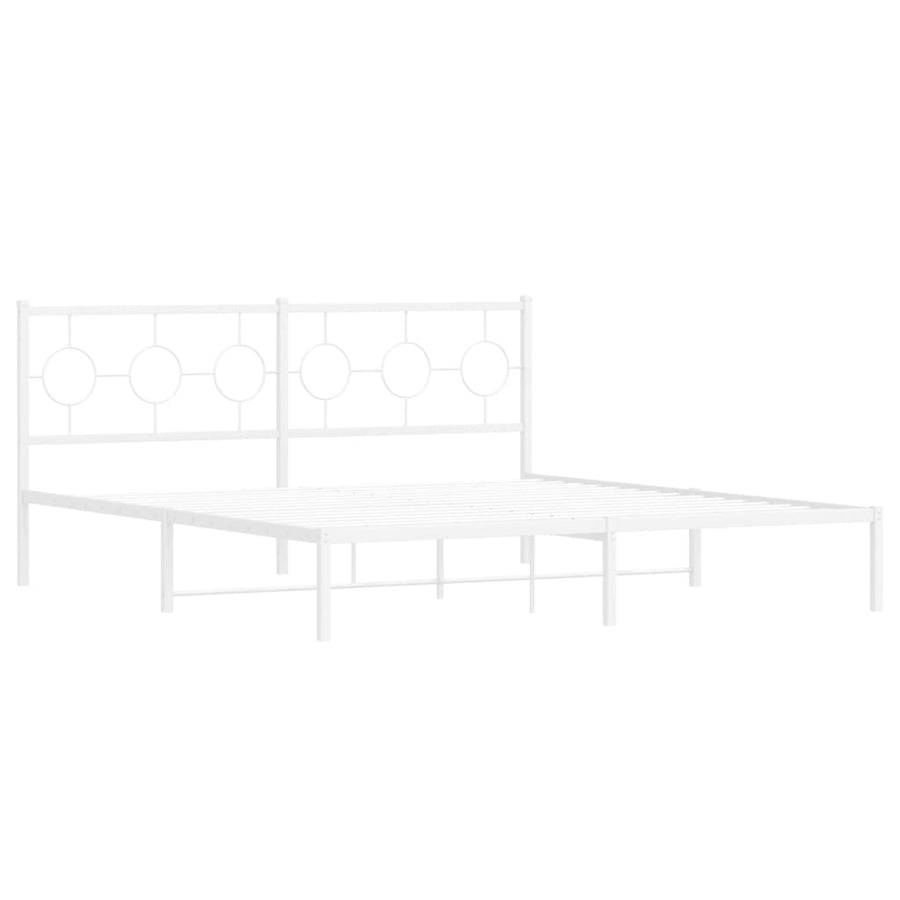 Bedframe met hoofdbord metaal wit 183x213 cm