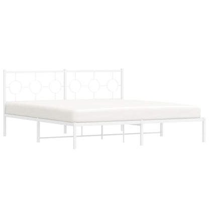 Bedframe met hoofdbord metaal wit 183x213 cm