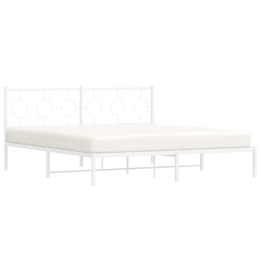 Bedframe met hoofdbord metaal wit 183x213 cm