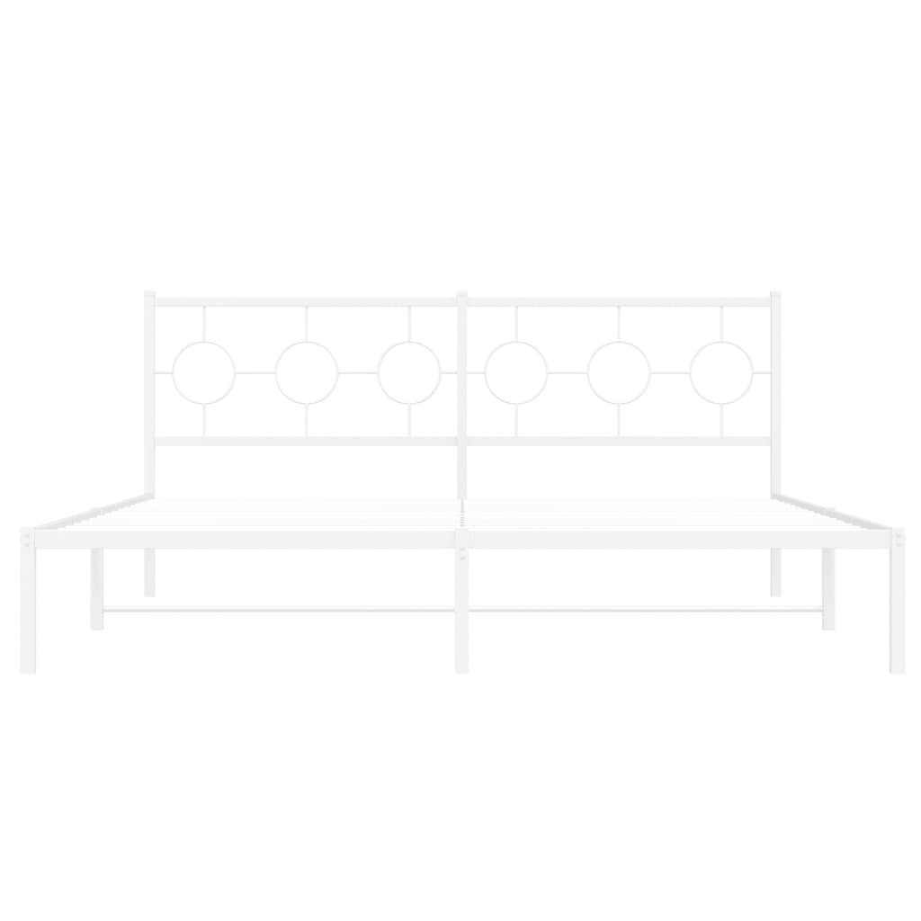 Bedframe met hoofdbord metaal wit 183x213 cm