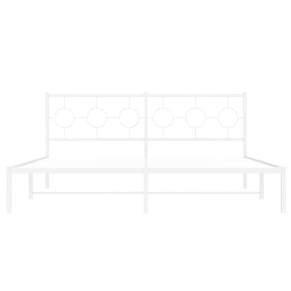 Bedframe met hoofdbord metaal wit 183x213 cm