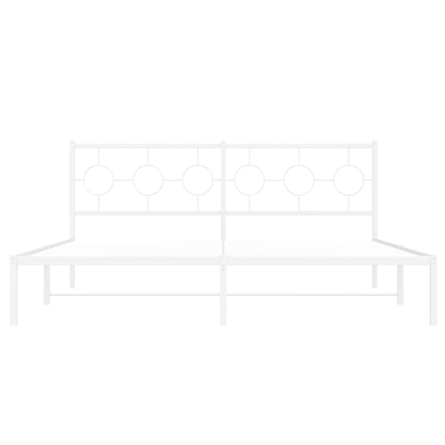 Bedframe met hoofdbord metaal wit 183x213 cm