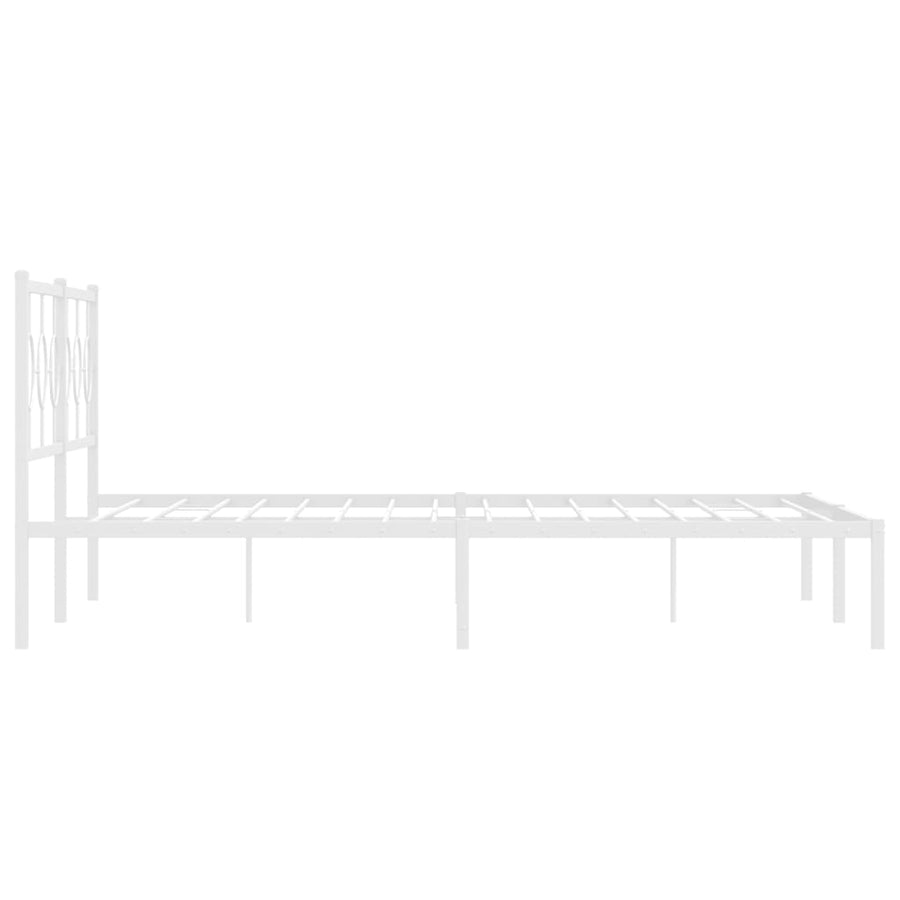 Bedframe met hoofdbord metaal wit 183x213 cm