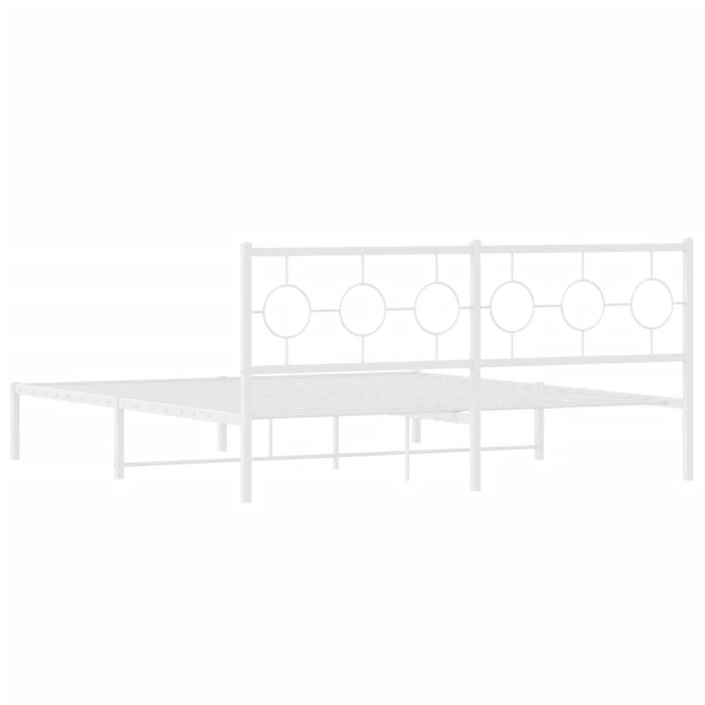 Bedframe met hoofdbord metaal wit 183x213 cm