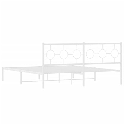 Bedframe met hoofdbord metaal wit 183x213 cm