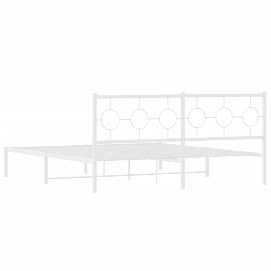 Bedframe met hoofdbord metaal wit 183x213 cm