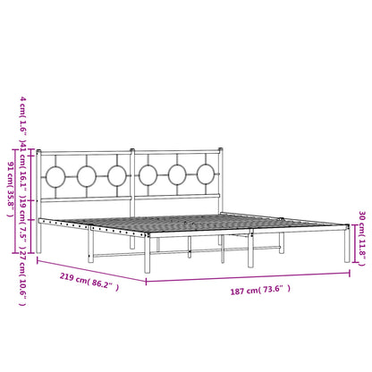 Bedframe met hoofdbord metaal wit 183x213 cm