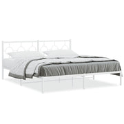 Bedframe metaal wit 183x213 cm met hoofdbord