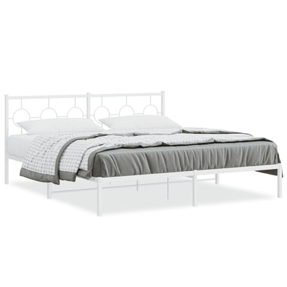 Bedframe met hoofdbord metaal wit 183x213 cm