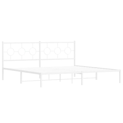 Bedframe met hoofdbord metaal wit 193x203 cm