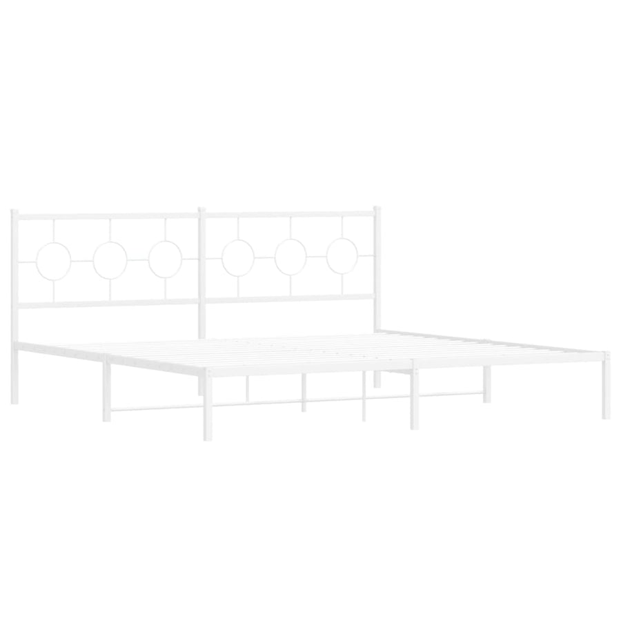 Bedframe met hoofdbord metaal wit 193x203 cm