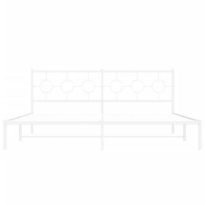 Bedframe met hoofdbord metaal wit 193x203 cm