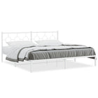 Bedframe metaal wit 193x203 cm met hoofdbord