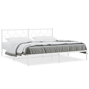 Bedframe metaal wit 193x203 cm met hoofdbord