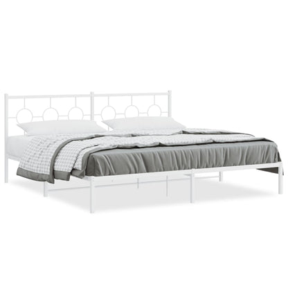 Bedframe met hoofdbord metaal wit 193x203 cm