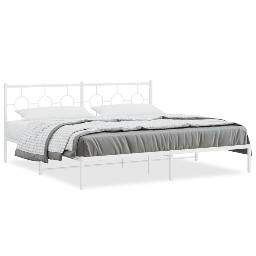 Bedframe met hoofdbord metaal wit 193x203 cm