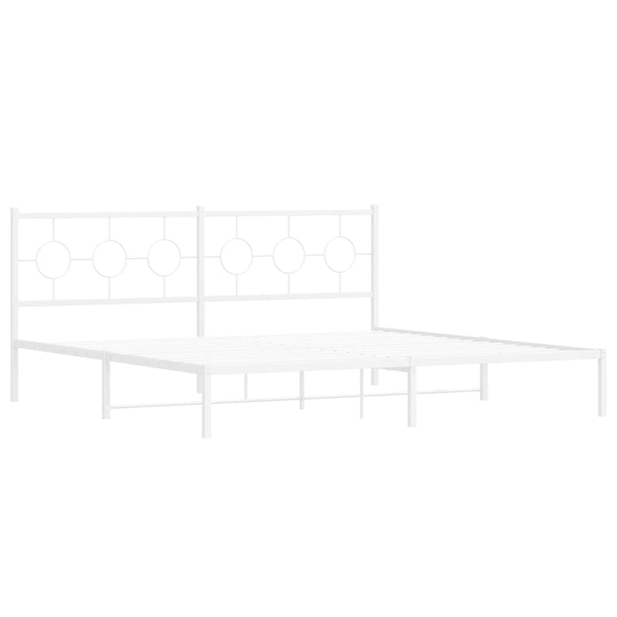 Bedframe met hoofdbord metaal wit 200x200 cm