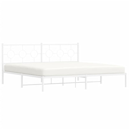 Bedframe met hoofdbord metaal wit 200x200 cm