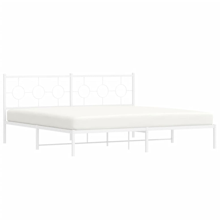 Bedframe met hoofdbord metaal wit 200x200 cm