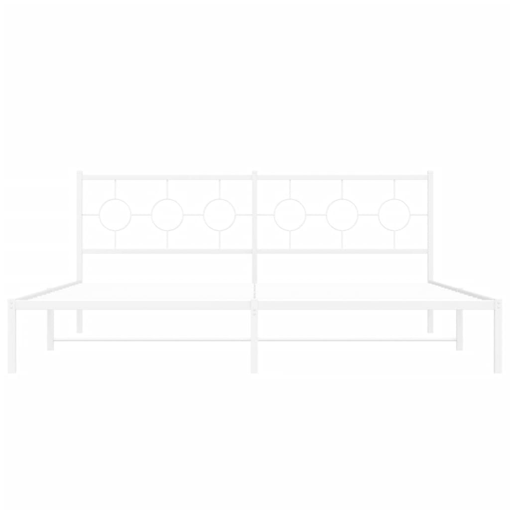 Bedframe met hoofdbord metaal wit 200x200 cm