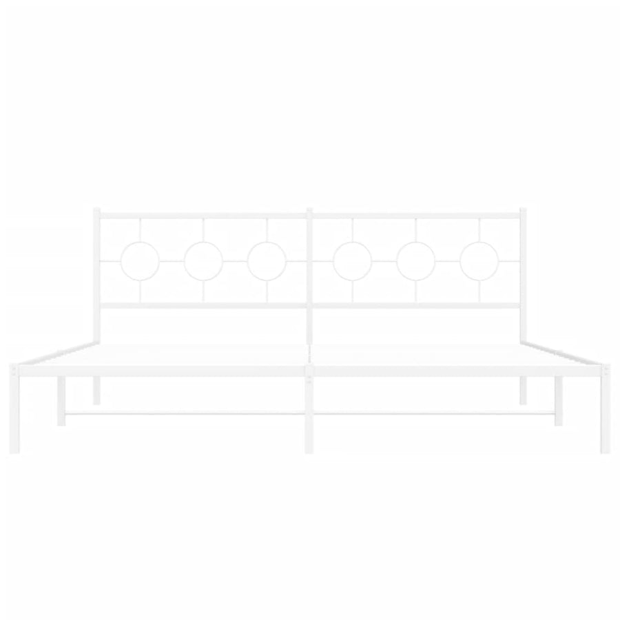 Bedframe met hoofdbord metaal wit 200x200 cm