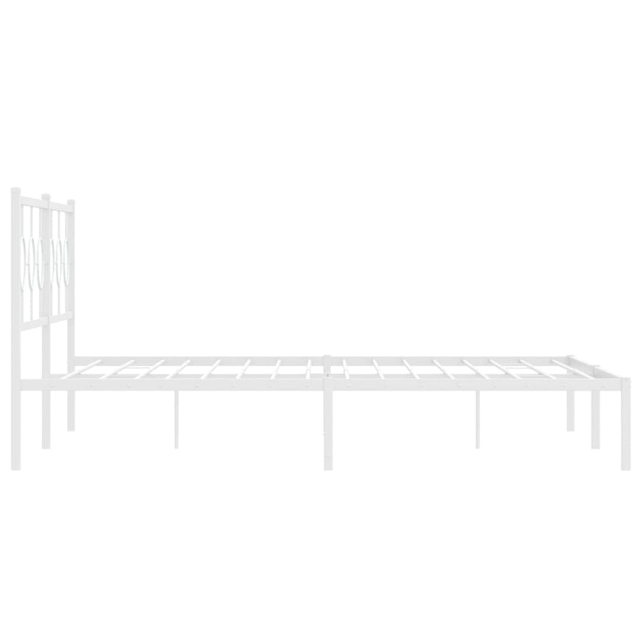 Bedframe met hoofdbord metaal wit 200x200 cm