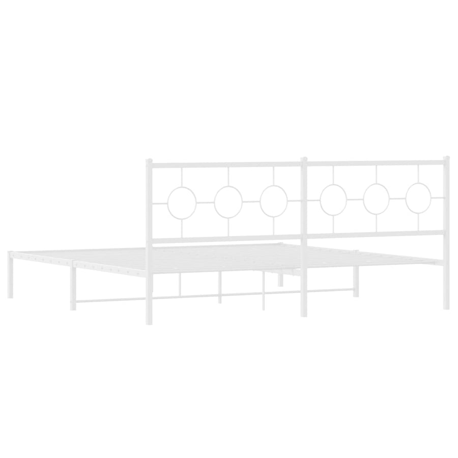Bedframe met hoofdbord metaal wit 200x200 cm